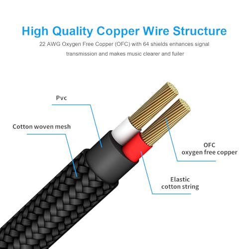 Image of New Bee Guitar Cable 30ft Electric Instrument Cable Bass AMP Cord 1 /4 Right to Straight for Electric Guitar, Bass Guitar, Electric Mandolin, Pro Audio