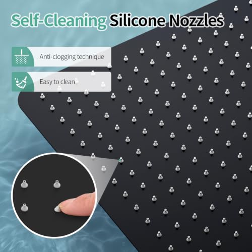 Image of SR SUN RISE Luxury 16 Inch Extra Large Square Stainless Steel Shower Head High Pressure Rainfall Showerhead Ultra Thin Water Saving Matte Black 2.5 Gpm
