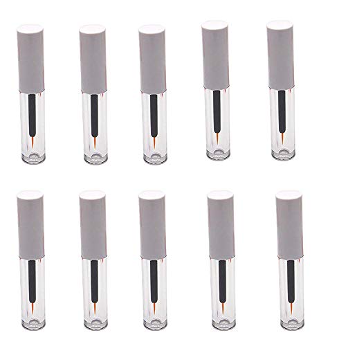 DAZAIGE Mini Empty Eyeliner Tubes, 10 Pack Mascara Tubes with Wand Applicator Refillable Plastic Eyelash Tube Cosmetic Storage Container Portable DIY Eyelash Growth Liquid Vials Bottle, (White, 1ml)