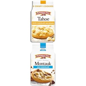 Pepperidge Farm Tahoe Crispy White Chocolate Macadamia Nut Cookies, 7.2 OZ Bag (8 Cookies) and Pepperidge Farm Montauk Soft Baked Milk Chocolate Chunk Cookies, 8.6 Oz Bag (8 Cookies)