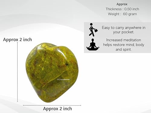 Image of Crystal Heaven Certified Green Opal Heart Palm Pebbles Stones For Anxiety Stress Relief Massage - Aaa Grade Original Healing Gemstone Agate Heart Palm Stone For Yoga Meditation Spiritual