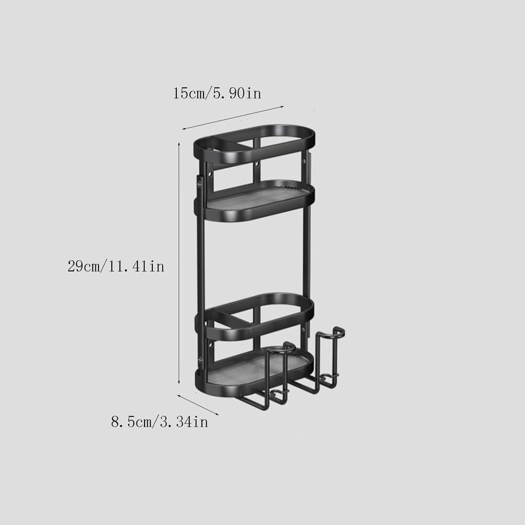 Porta Cepillo de Dientes Soporte de Pared for cepillos de Dientes de Doble Capa, Estante de Almacenamiento Multifuncional Negro, Soporte Vertical for cepillos de Dientes sin perforación (Size : S15cm