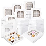 Fizocosisto 20 piezas Cajas Blancas para Dulces con Ventana Transparente y Divisores para Chocolate, Surtido de Dulces de...