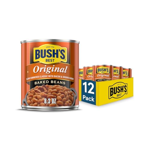 Image of BUSH'S BEST 8.3 oz Canned Original Baked Beans, Source of Plant Based Protein and Fiber, Low Fat, Gluten Free (Pack of 12)