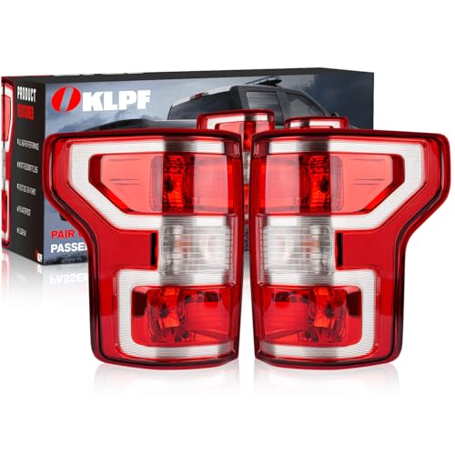 OKLPF Rear Brake Tail Light Compatible With 2018 2019 2020 Ford F150 F-150 Replace JL3Z-13404-H JL3Z-13405-H Replace Red Taillight Assembly Included Bulbs and Harness Driver and Passenger Side