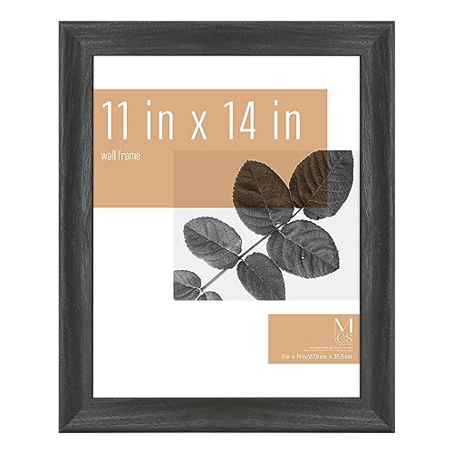 MCS Studio Gallery Classic 11x14 Picture Frame Black Woodgrain Engineered Wood, Vertical & Horizontal Wall Hanging Large Picture Frame for Photos & Art Prints (1-Pack)