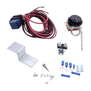 Adjustable Electric 12V Radiator Fan Complete Thermostat Control Relay Wire Kit Car Truck