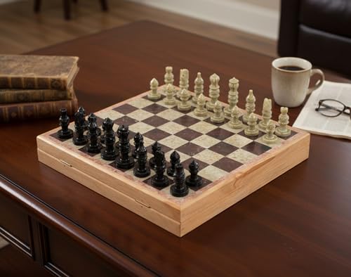 Jeu d'échecs de salon en stéatite de 25 cm pour des soirées de jeu conviviales en famille