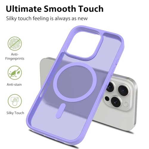 Image of for iPhone 16 pro Case [Compatible with Magsafe] Translucent Matte Phone Cover, [10 FT Military Grade Drop Protection] Slim Durable Shockproof Protective Bumper (Light Purple, iPhone 16 Pro)