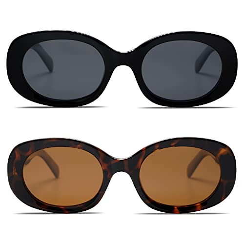 Image of Allarallvr Retro Oval Polarized Sunglasses for Women and Men Vintage Designer Style Gafas De Sol Para Mujer AR82023 Black+Tortoise