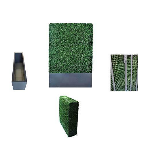 Agpl Artificial Hedge Wall With Dark Gray Color Stainless Steel Planter Box And Caster. Moveable Privacy Decorative Wall 48" W X12“D X 82“H … #TOP7