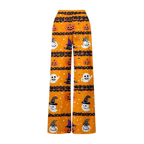 Baggy Sweatpants,Halloween Pajama Pants For Women Pumpkin Ghost Print Cozy Sleepwear Soft Lounge Bottoms Pjs *Yellow Small - image 5