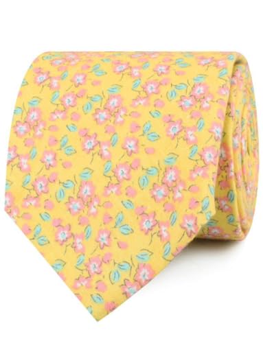 Image of OTAA Floral Necktie Casual Ties for Men - Perfect Neck Tie for Groomsmen Wedding Ties or Formal Occasions