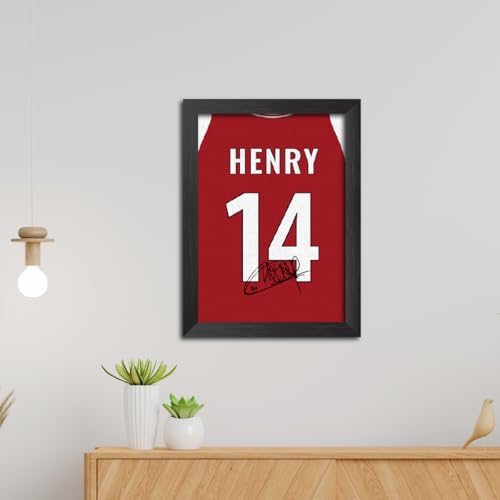 Image of TenorArts Thierry Henry Poster Frame Arsenal Jersey Laminated Photo Print Signature Framed Painting with Matt Finish Black Texture (12 inches x 9inches)