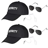 Pistha 2 Sets Agent Costume Secret Security Service Accessories Including 2 Security Hat 2 Earpiece and 2 Sunglasses for Men Halloween
