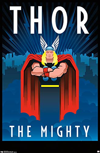 Trends International Marvel Comics - Thor - Art Deco Wall Poster, 22.375" x 34", Premium Unframed Version