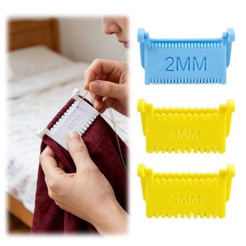 3 Pcs Clip-On Sewing Ruler, 2026 New Hand Edge Stitch Lock and Sewing Guide for Even Stitches, Quilting Templates with 2mm, 3mm, 4mm Spacing (Set C)