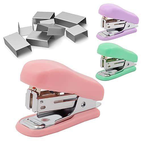MINI GRAPADORA PASTEL + 1000 GRAPAS STARPLAST - Tamaño 5,8 x 2,8 cm, colores pastel, incluye caja grapas galvanizadas 1000 pcs - S ROSA