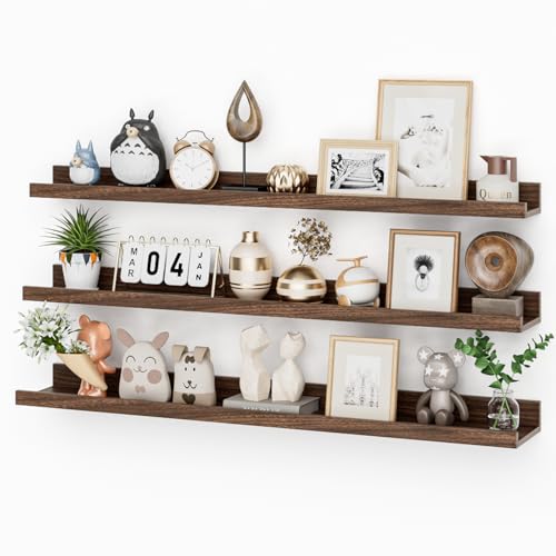 Heimlove 36 Inch Picture Ledge Shelf with Lip,Floating Shelves for Wall Set of 3,Long Wall Shelves...