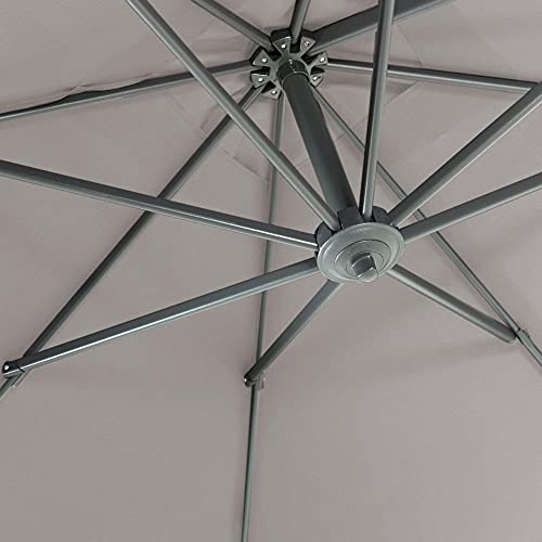 ACAZA Kantelbare Zweefparasol 250x250 cm, Vierkant Zeil, Sterke Zweef Parasol, Licht Grijs - Afbeelding 6