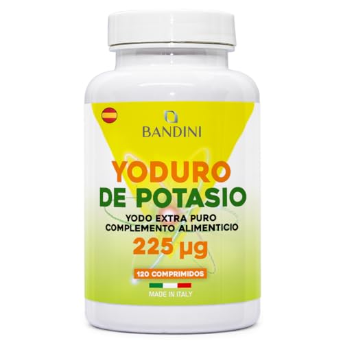 Bandini® YODURO DE POTASIO 225 mcg (Por Comprimido) - 120 Tabletas de YODURO DE KI PURO - Complemento Alimenticio en Dosis Altas Fácilmente Tragable - ni OGM - 100% Vegano