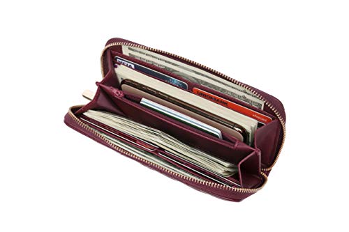 Daisy Rose Women’s Zip-Around Wallet & Phone Clutch with RFID Blocking, PU Vegan Leather (Burgundy)3