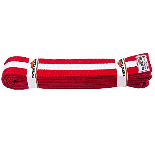 Tiger Claw Uniform Belt - Red with White Stripe #2