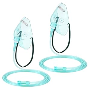 Geiserailie 2PCS XL Oxygen Mask with 6.6 Ft Tubing and Adjustable Elastic Strap, Adult Oxygen Mask with Tubing, Breathing Masks for Face Adult