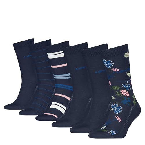 Levi's Men's 6-Pack Fashion Crew Socks, Navy Combo, Large