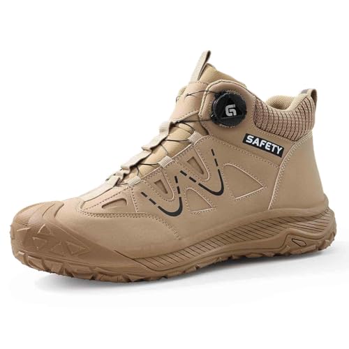 HANCHE Zapatos De Seguridad con Cordones Y Botones, Calzado Antiaplastamiento Y Antiperforación, Calzado con Puntera De Acero Antideslizante Y Zapatillas De Aventura Cómodas.(38 EU)