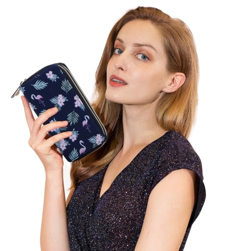 Image of XEYOU Double Zipper Long Clutch Wallet Cellphone Wallet for Women with Removable Wristlet Strap for Credit Card, Cash, Coin, Bill
