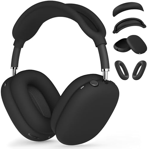 4 in 1 Silicone Case Cover for AirPods Max 2/ AirPods Max Headphones, Black