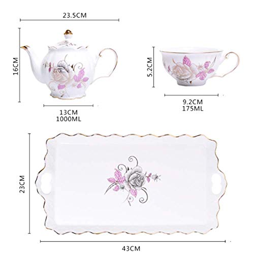 BXU-BG Servicio de té del patrón del juego de té de flores 8 Piezas accesorio de oro té de la tarde Vaso Juego de café… - Imagen 5