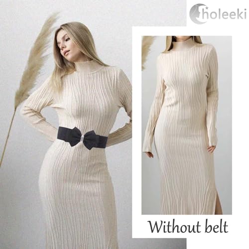 Women's Elastic Bow Belt Wide Rhinestone Stretch Belts Ladies Waist Accessories for Dress Jeans2