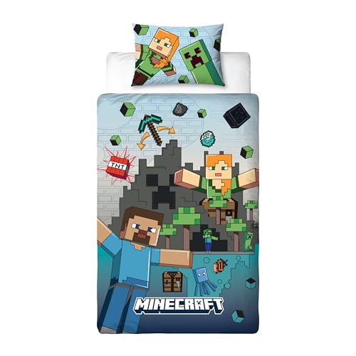 Housse de couette Minecraft simple réversible lit enfant