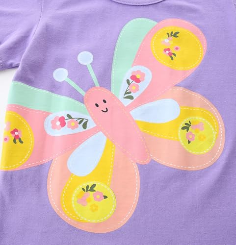 Image of Toddler Girls T-Shirt Short Sleeve Shirt Unicorn Bunny Print Cute Summer Tops Tees Dinosaur Graphic