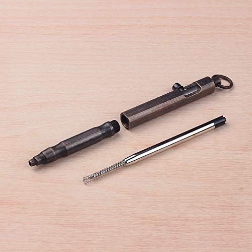 SMOOTHERPRO Solid Brass Ballpoint Pen Bolt Action Portable Pen Square Shape for Pocket Business EDC Signature Color Bronze(BR631)