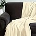 COTTON CRAFT Soft Cotton Thermal Blanket - Plush Herringbone Twill - All Season Luxurious Breathable Skin Friendly Lightweight Cooling Throw Blanket - Sofa Couch Travel Camping Dorm - Twin Ivory