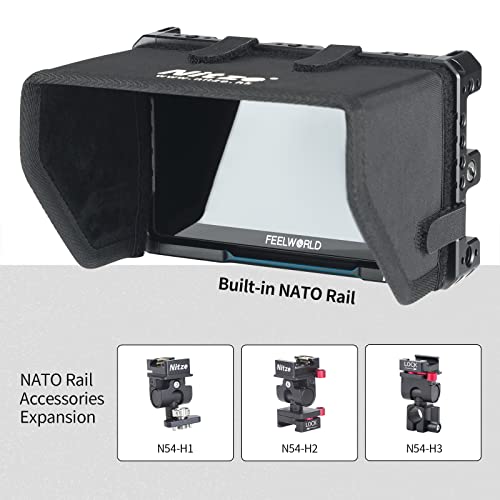 Nitze Cage for Feelworld LUT5 5.5" with HDMI Cable Clamp and Sunhood - JT-F02B, Black - Image 4