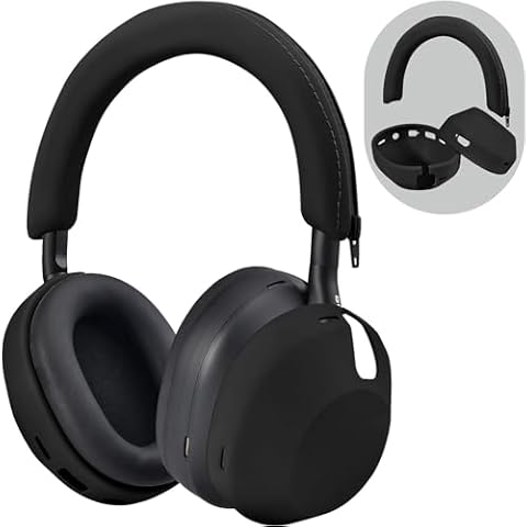 Silicone Case for Sony WH-1000XM5, QINGQING Sony xm5 Wireless Headphones Protective case Cover, Black Cover