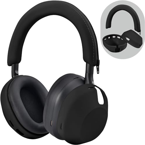 Silicone Case for Sony WH-1000XM5, QINGQING Sony xm5 Wireless Headphones Protective case Cover, Black, normal