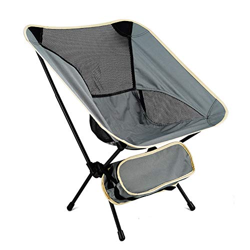 Chaise de camping pliante grise et légère avec son sac de transport pour le jardin
