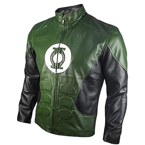 FaddyRox Green Lantern Leather Jacket - Real Sheep Leather - XL