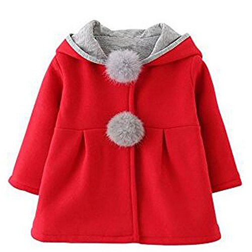 Odziezet Manteau de bébé Filles Manteau Chaud d'hiver Veste Chaud épais Vêtements,Rouge,4-5...