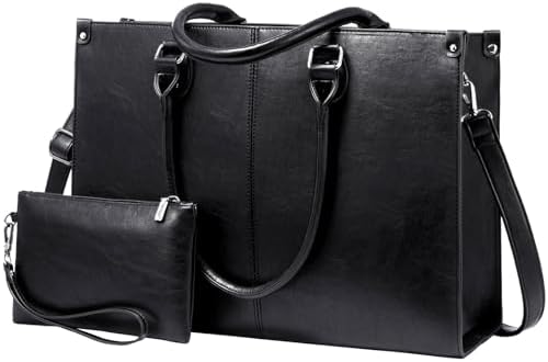 LOVEVOOK Laptoptas voor dames, groot, 39,6 cm (15,6 inch), PU-leer