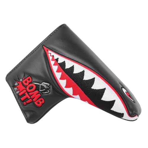 SHABIER Black Golf Blade Headcover with Tiger Shark Design for Golf Putter Club