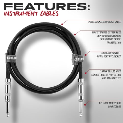 Image of Cableworks By Gator Cases Backline Series 20 Ft Straight to Straight Guitar Instrument Cable (GCWB-INS-20)