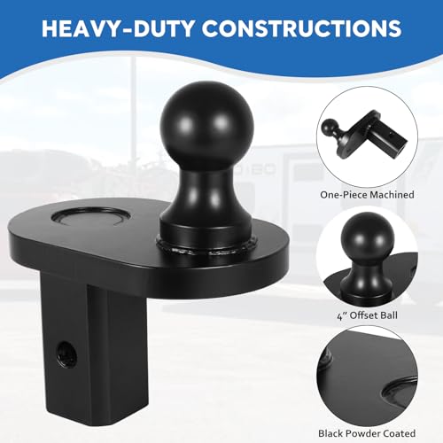 GNXA4085 Gooseneck Ball Extender - 4\" Offset Hitch Ball Extension Compatible with B&W Turnoverball Gooseneck Trailer Hitches 20000 lbs GTW/5000 lbs VTW, 2-5/16\" Ball Diameter - Thumbnail 2