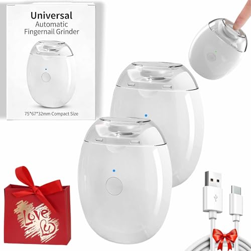 Universal Automatic Fingernail Grinder, 2026 New Portable Electric Nail Grinder with Led Light & 3 Speeds, Automatic Nail Trimmer for Thick Nails, Seniors, All Ages (2 PCS)