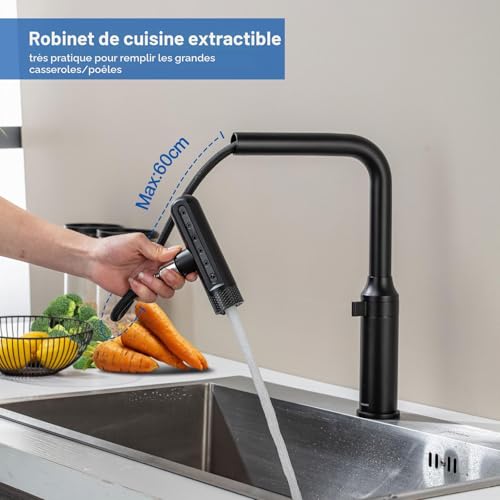 Robinet de cuisine avec douchette 6 jets et mitigeur monocommande - 3